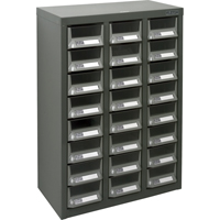 KPC-400 Parts Cabinet, Galvanized Steel, 24 Drawers, 17-3/10" x 8-7/10" x 25-3/5", Grey Duraquip Inc