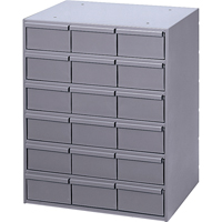 Industrial Drawer Cabinets, 18 Drawers, 17-1/4" W x 11-5/8" D x 21-1/4" H, Grey Duraquip Inc