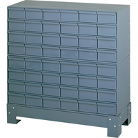 Industrial Drawer Cabinet With Base, 48 Drawers, 34-1/8" W x 12-1/4" D x 33-3/4" H, Grey Duraquip Inc
