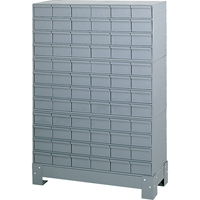Industrial Drawer Cabinet With Base, 72 Drawers, 34-1/8" W x 12-1/4" D x 48-1/8" H, Grey Duraquip Inc