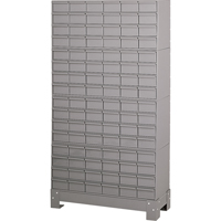 Industrial Drawer Cabinet With Base, 96 Drawers, 34-1/8" W x 12-1/4" D x 62-1/2" H, Grey Duraquip Inc