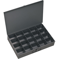 Compartment Scoop Boxes, Steel, 20 Slots, 13-3/8" W x 9-1/4" D x 2" H, Grey Duraquip Inc