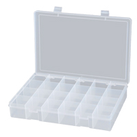 Compact Polypropylene Compartment Cases, 13-1/8" W x 9" D x 2-5/16" H, 24 Compartments Duraquip Inc