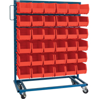 Single-Sided Mobile Bin Rack, Single-sided, 36 bins, 36" W x 16" D x 46-1/2" H CB651 | Duraquip Inc