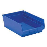 Shelf Bins, 8-3/8" W x 4" H x 11-5/8" D, Blue, 30 lbs. Capacity Duraquip Inc