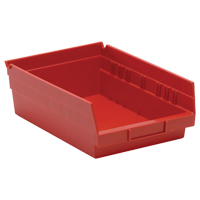 Shelf Bins, 8-3/8" W x 4" H x 11-5/8" D, Red, 30 lbs. Capacity Duraquip Inc