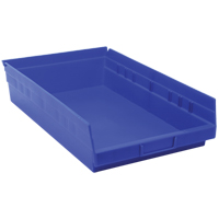 Shelf Bins, 11-1/8" W x 4" H x 17-7/8" D, Blue, 40 lbs. Capacity Duraquip Inc