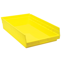 Shelf Bins, 11-1/8" W x 4" H x 17-7/8" D, Yellow, 40 lbs. Capacity Duraquip Inc