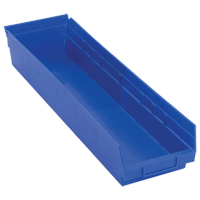 Shelf Bins, 6-5/8" W x 4" H x 23-5/8" D, Blue, 50 lbs. Capacity Duraquip Inc