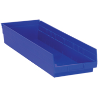 Bacs de rangement pour tablettes, 8-3/8" la x 4" H x 23-5/8" p, Bleu, Capacit&eacute; 50 lb Duraquip Inc