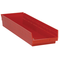 Bacs de rangement pour tablettes, 8-3/8" la x 4" H x 23-5/8" p, Rouge, Capacit&eacute; 50 lb Duraquip Inc