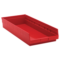 Bacs de rangement pour tablettes, 11-1/8" la x 4" H x 23-5/8" p, Rouge, Capacit&eacute; 50 lb Duraquip Inc