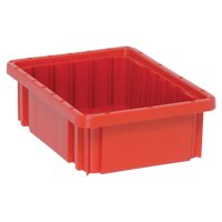 Divider Box&reg; Containers, Plastic, 10.9" W x 8.3" D x 3.5" H, Red Duraquip Inc