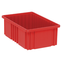 Divider Box&reg; Containers, Plastic, 16.5" W x 10.9" D x 6" H, Red Duraquip Inc