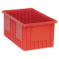 Divider Box&reg; Containers, Plastic, 16.5" W x 10.9" D x 8" H, Red Duraquip Inc