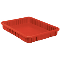 Divider Box&reg; Containers, Plastic, 22.5" W x 17.5" D x 3" H, Red Duraquip Inc