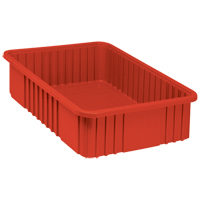Divider Box&reg; Containers, Plastic, 22.5" W x 17.5" D x 6" H, Red Duraquip Inc