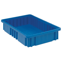 Divider Box&reg; Containers, Plastic, 16.5" W x 10.9" D x 3.5" H, Blue Duraquip Inc