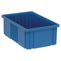 Divider Box&reg; Containers, Plastic, 16.5" W x 10.9" D x 6" H, Blue Duraquip Inc
