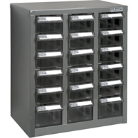 KPC-600 Parts Cabinet, Galvanized Steel, 18 Drawers, 13-9/10" x 8-7/10" x 16-3/10", Grey Duraquip Inc
