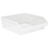 Shelf Bins, 11-1/8" W x 4" H x 11-5/8" D, Clear, 30 lbs. Capacity Duraquip Inc
