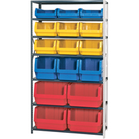 Shelving Unit with Stacking Bins, Steel, Magnum Bin, 650 lbs. Capacity, 42" W x 76" H Duraquip Inc