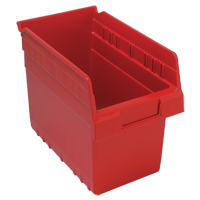 Store-Max Shelf Bins, 6-5/8" W x 8" H x 11-5/8" D, Red, 44 lbs. Capacity Duraquip Inc