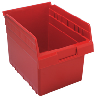 Store-Max Shelf Bins, 8-3/8" W x 8" H x 11-5/8" D, Red, 44 lbs. Capacity Duraquip Inc