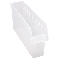 Store-Max Shelf Bins, 4-3/8" W x 8" H x 17-7/8" D, Clear, 56 lbs. Capacity Duraquip Inc