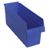 Store-Max Shelf Bins, 6-5/8" W x 8" H x 17-7/8" D, Blue, 56 lbs. Capacity Duraquip Inc