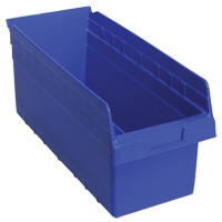 Store-Max Shelf Bins, 8-3/8" W x 8" H x 17-7/8" D, Blue, 56 lbs. Capacity Duraquip Inc
