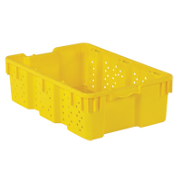 Agricultural Plastic Stack-N-Nest Container, 16" x 23.9" x 7.3", Yellow Duraquip Inc