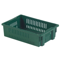 Agricultural Plastic Stack-N-Nest Container, 13.1" x 19.7" x 5.6", Green Duraquip Inc