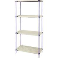 Wire Shelving Unit with Plastic Shelves, Wire Frame with Plastic Shelves, Boltless, 600 lbs. Capacity, 30" W x 72" H x 18" D Duraquip Inc
