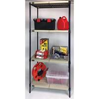 Wire Shelving Unit with Plastic Shelves, Wire Frame with Plastic Shelves, Boltless, 600 lbs. Capacity, 30" W x 72" H x 18" D Duraquip Inc