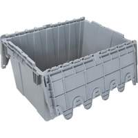 Flip Top Plastic Distribution Container, 21.65" x 15.5" x 12.5", Grey Duraquip Inc