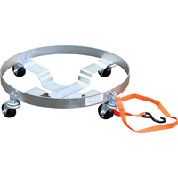 Chariots &agrave; &eacute;tages multiples pour baril, Acier, Capacit&eacute;e 900 lb, Diam&egrave;tre 23-1/2", Roue en Caoutchouc Duraquip Inc