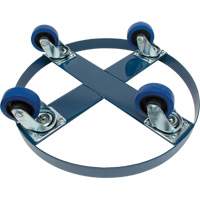 Chariot pour baril, Acier, Capacit&eacute;e 1400 lb, Diam&egrave;tre 24", Roue en &eacute;lastique bleu Duraquip Inc