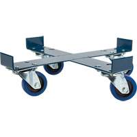 Chariot pour baril, Acier, Capacit&eacute;e 1400 lb, Diam&egrave;tre 24", Roue en &eacute;lastique bleu Duraquip Inc