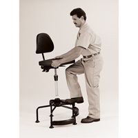 Industrial Stool, Stationary, Adjustable, 38" - 45", Polyurethane Seat, Black Duraquip Inc