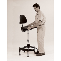 Industrial Stool, Stationary, Adjustable, 38" - 45", Polyurethane Seat, Black Duraquip Inc