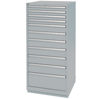 Drawer Cabinets, 11 Drawers, 28-1/4" W x 28-1/2" D x 59-1/2" H, Grey Duraquip Inc
