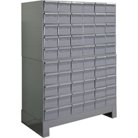 Industrial Drawer Cabinets With Base, 60 Drawers, 34-1/8" W x 12-1/4" D x 48-1/8" H, Grey Duraquip Inc
