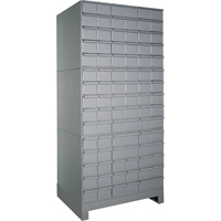 Industrial Drawer Cabinets With Base, 90 Drawers, 34-1/8" W x 12-1/4" D x 69-1/8" H, Grey Duraquip Inc