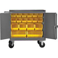 Mobile Workbench Cabinet with Bins, Steel Surface Duraquip Inc