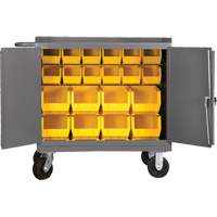 Mobile Workbench Cabinet with Bins, Steel Surface Duraquip Inc