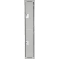 Clean Line Lockers, 2 -tier, 12" x 18" x 72", Steel, Grey, Rivet (Assembled) Duraquip Inc