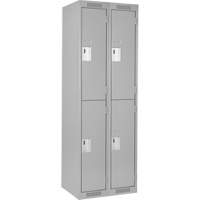 Clean Line Lockers, 2 -tier, Bank of 2, 24" x 18" x 72", Steel, Grey, Rivet (Assembled) Duraquip Inc