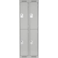 Clean Line Lockers, 2 -tier, Bank of 2, 24" x 18" x 72", Steel, Grey, Rivet (Assembled) Duraquip Inc