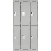 Clean Line Lockers, 2 -tier, Bank of 3, 36" x 18" x 72", Steel, Grey, Rivet (Assembled) Duraquip Inc